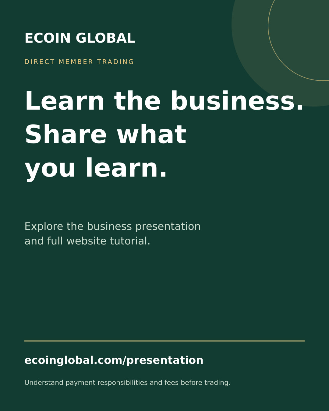 Learn the business Ecoin Global promotional artwork