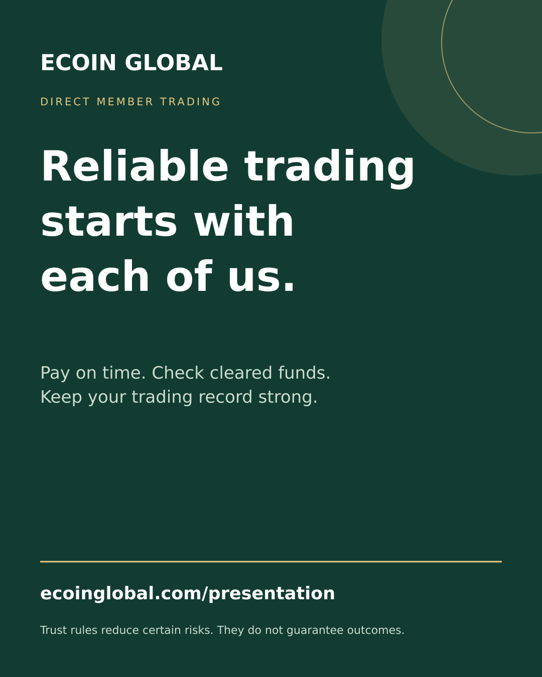 Reliable participation Ecoin Global promotional artwork