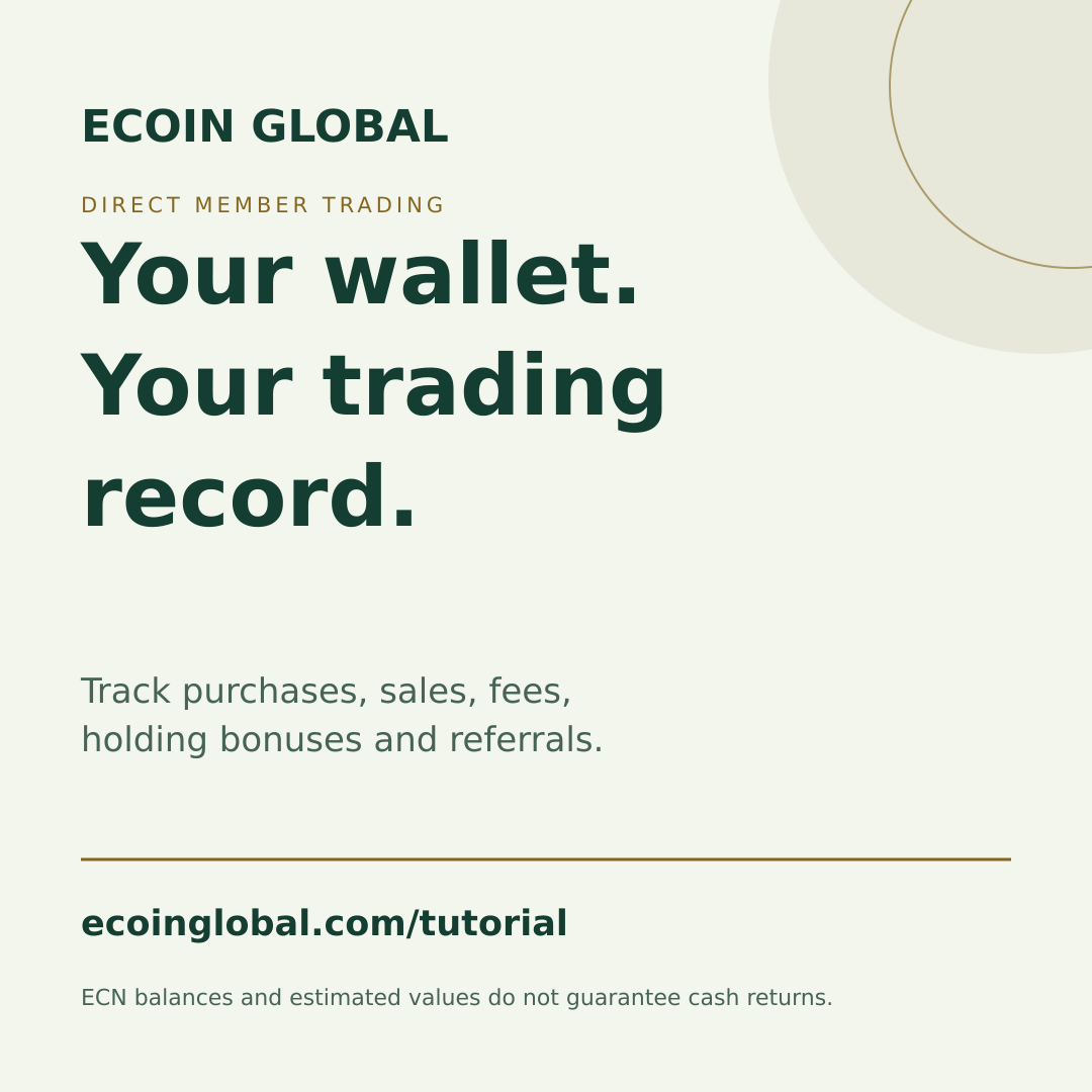 Your wallet, clearly shown Ecoin Global promotional artwork
